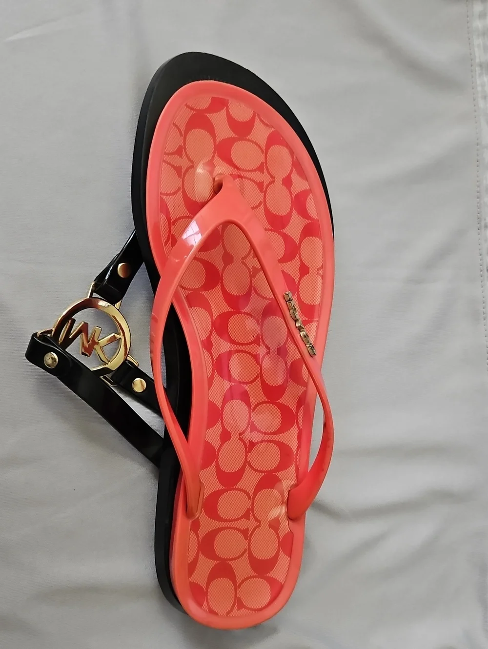Coach Jelly Flip Flop Sandals, Coral, Size ?8